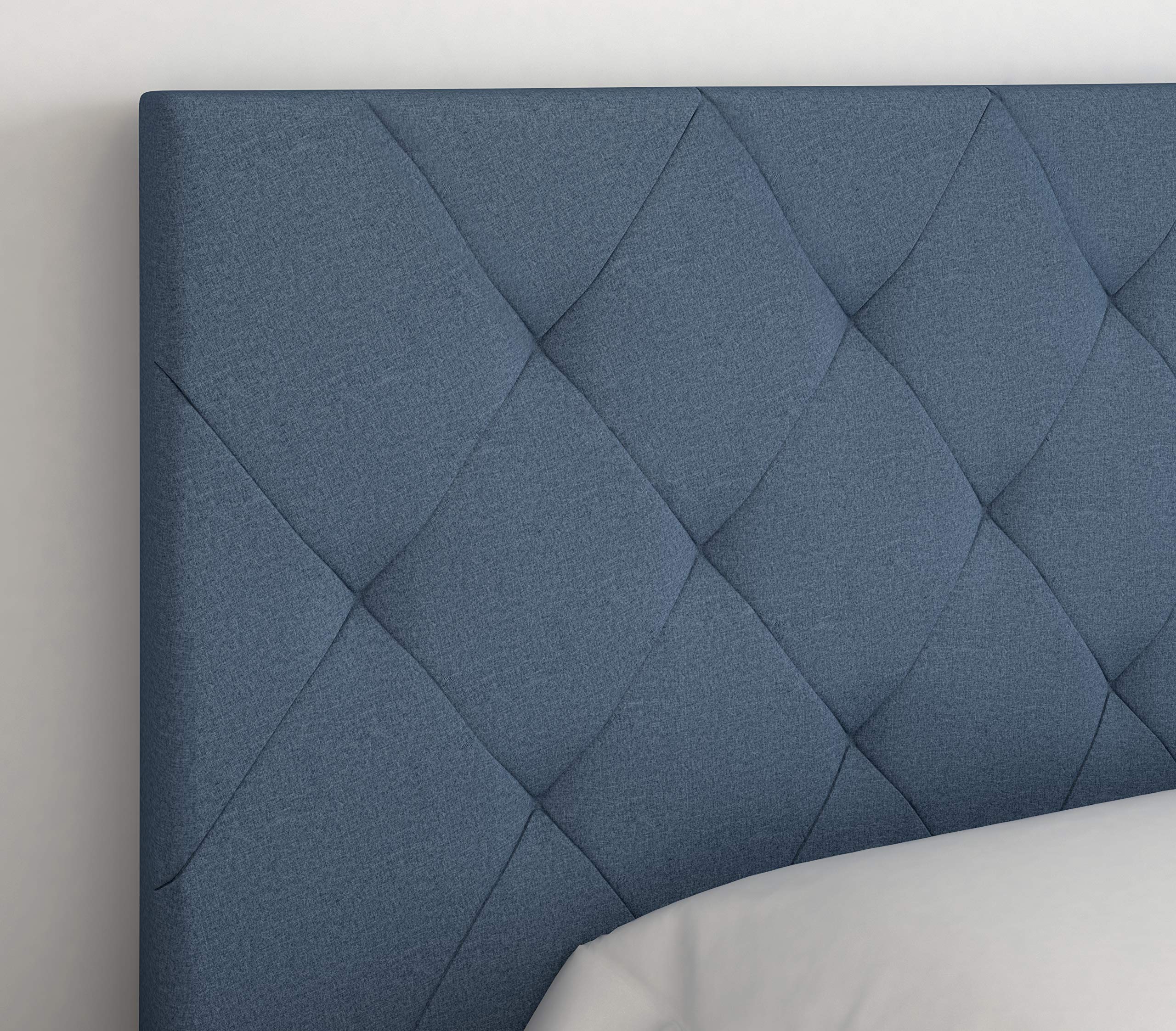 Boyd Sleep Chloe Upholstered Button Tufted Platform Bed Frame Mattress Foundation With Headboard And Strong Wood Slat Supports: Linen, Blue, King (Chbu961Ek)